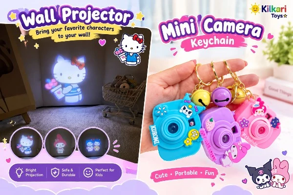 Pastel Character Toy Showcase Projector Camera Keychain